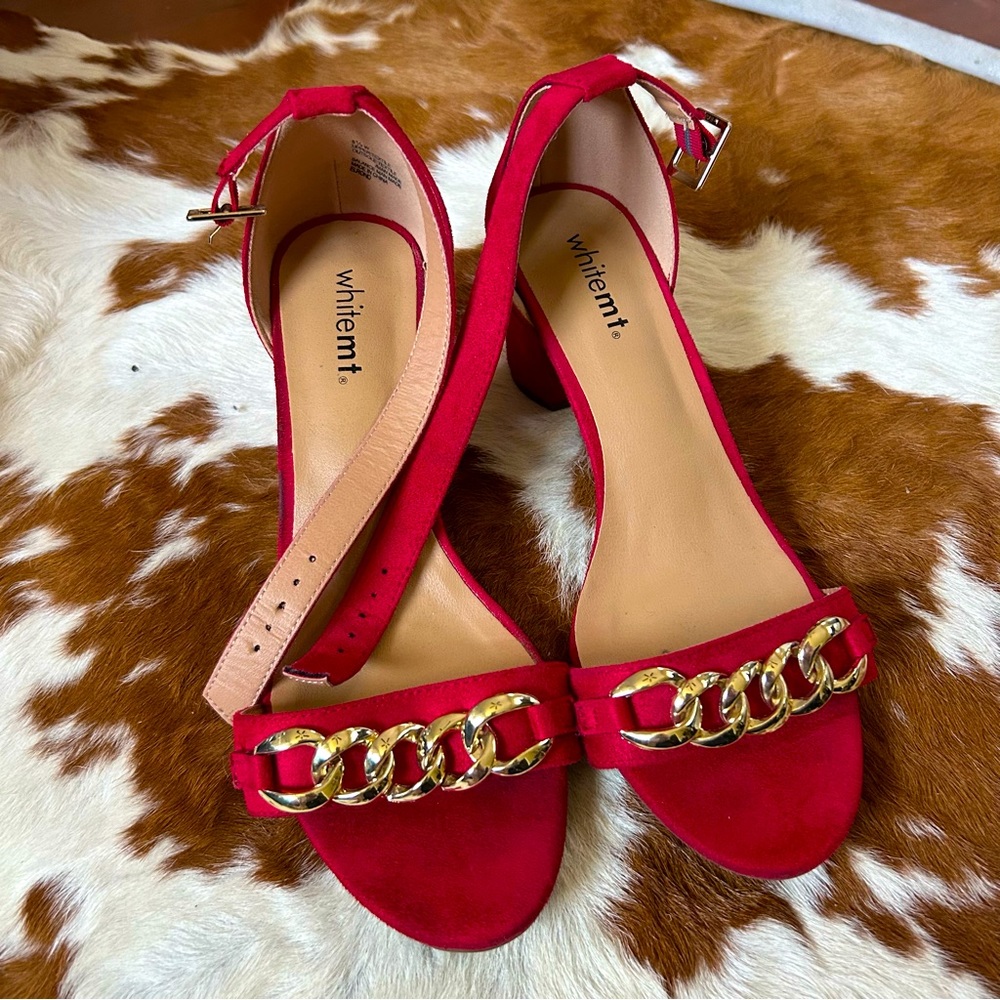 Torrid Red Heels with Gold Chain Detail